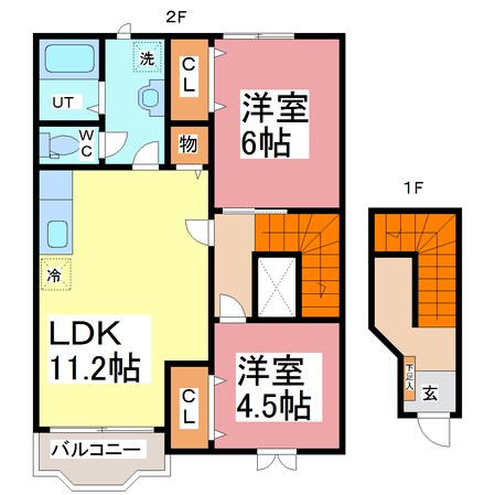 コーポラス朝来　Aの物件間取画像